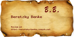 Beretzky Benke névjegykártya